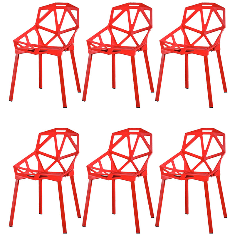 Chaise de salle à manger sans bras en plastique contemporain chaise latéral croisée pour usage à domicile