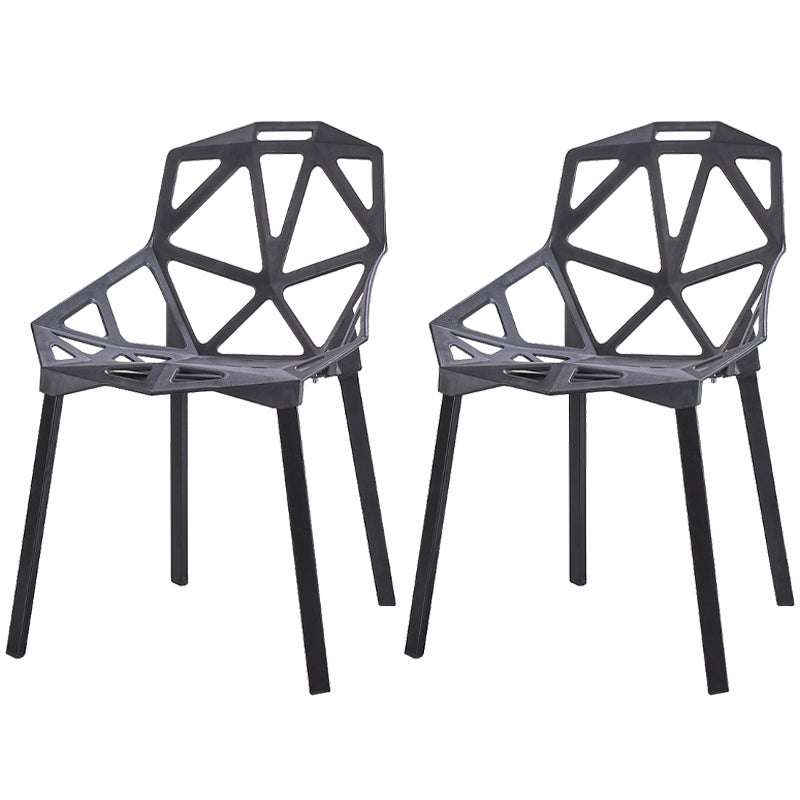 Chaise de salle à manger sans bras en plastique contemporain chaise latéral croisée pour usage à domicile