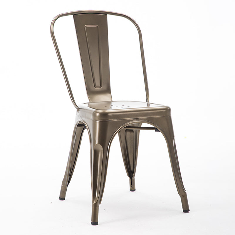 Industrial Dining Chair Slat Back Chair with 4 Metal Legs for Home Use