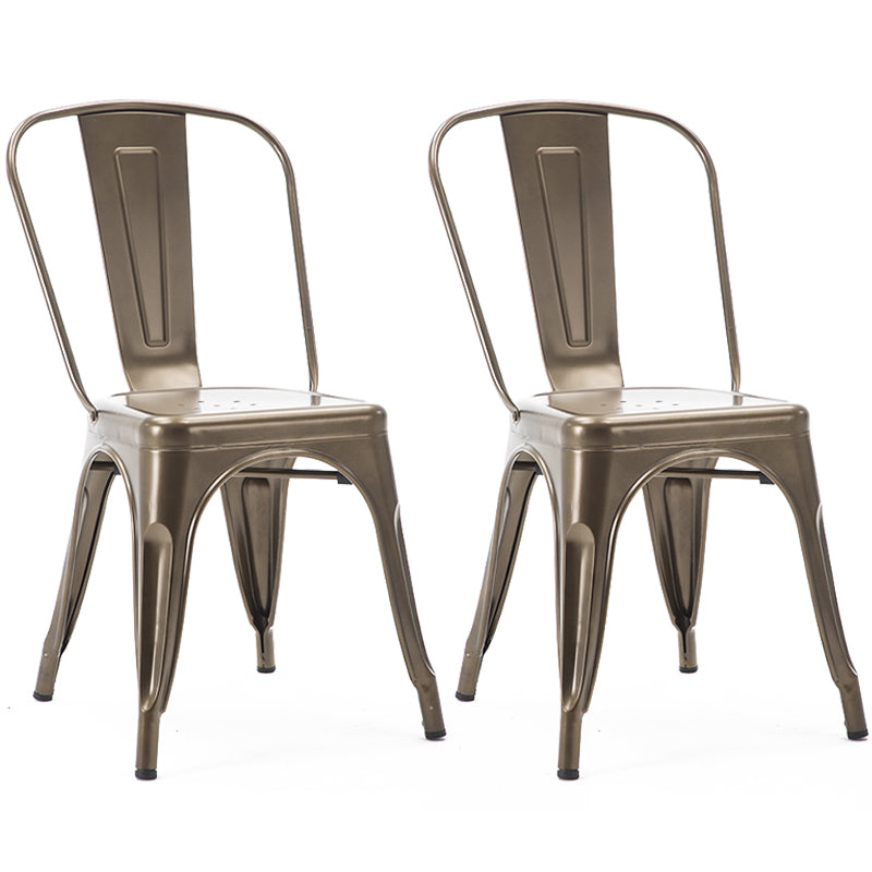 Industrial Dining Chair Slat Back Chair with 4 Metal Legs for Home Use