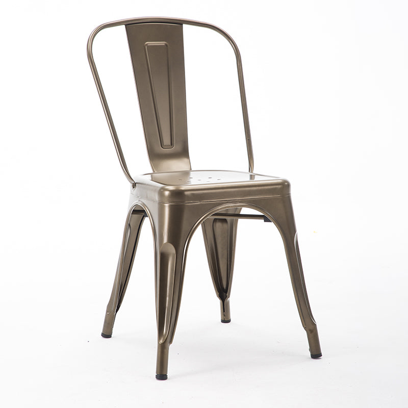 Industrial Dining Chair Slat Back Chair with 4 Metal Legs for Home Use