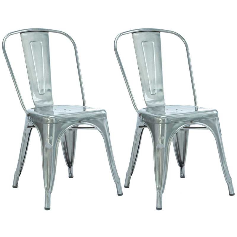 Industrial Dining Chair Slat Back Chair with 4 Metal Legs for Home Use