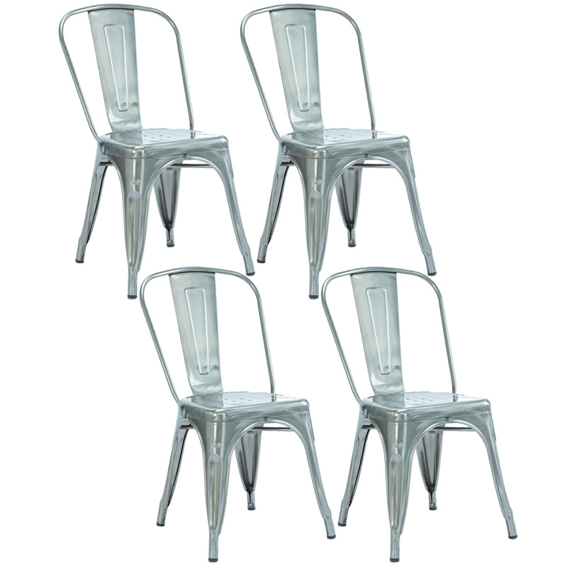 Industrial Dining Chair Slat Back Chair with 4 Metal Legs for Home Use
