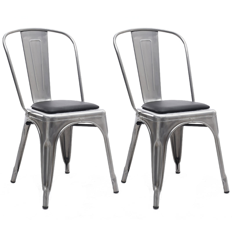 Industrial Dining Chair Slat Back Chair with 4 Metal Legs for Home Use