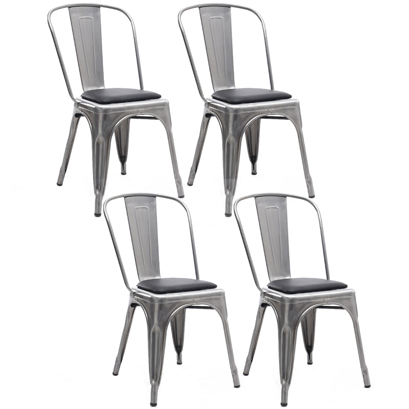 Industrial Dining Chair Slat Back Chair with 4 Metal Legs for Home Use