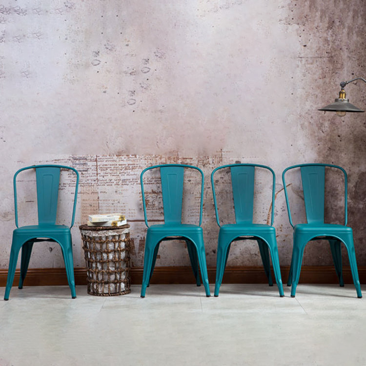 Industrial Dining Chair Slat Back Chair with 4 Metal Legs for Home Use