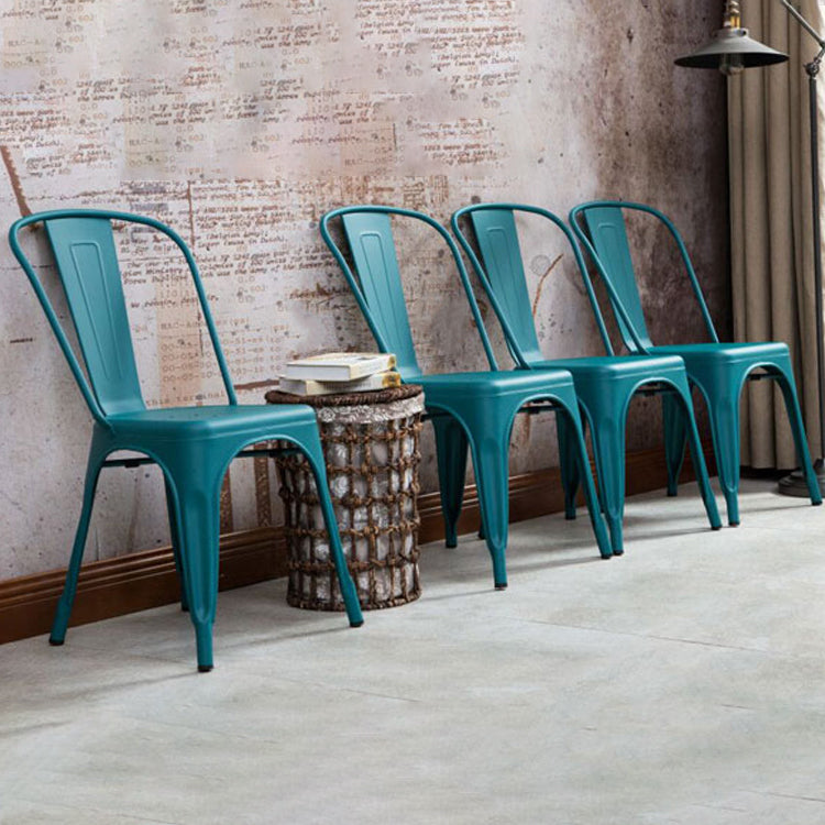 Industrial Dining Chair Slat Back Chair with 4 Metal Legs for Home Use