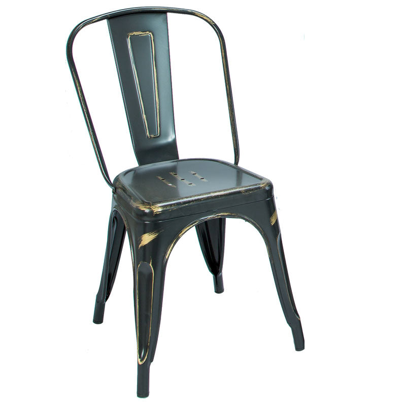 Industrial Dining Chair Slat Back Chair with 4 Metal Legs for Home Use