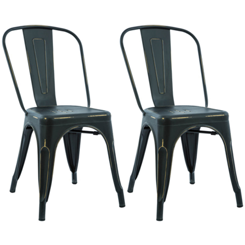 Industrial Dining Chair Slat Back Chair with 4 Metal Legs for Home Use