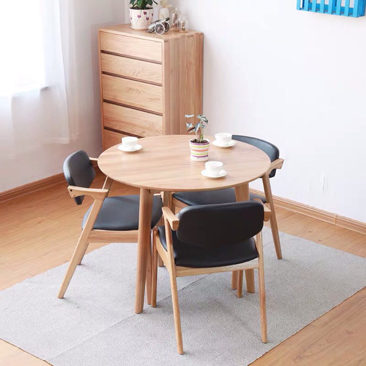 Chaise de salle à manger carrée en bois contemporaine, chaise latérale à dossier ouvert pour cuisine