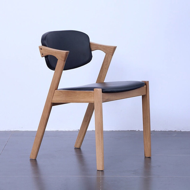 Chaise de salle à manger carrée en bois contemporaine, chaise latérale à dossier ouvert pour cuisine