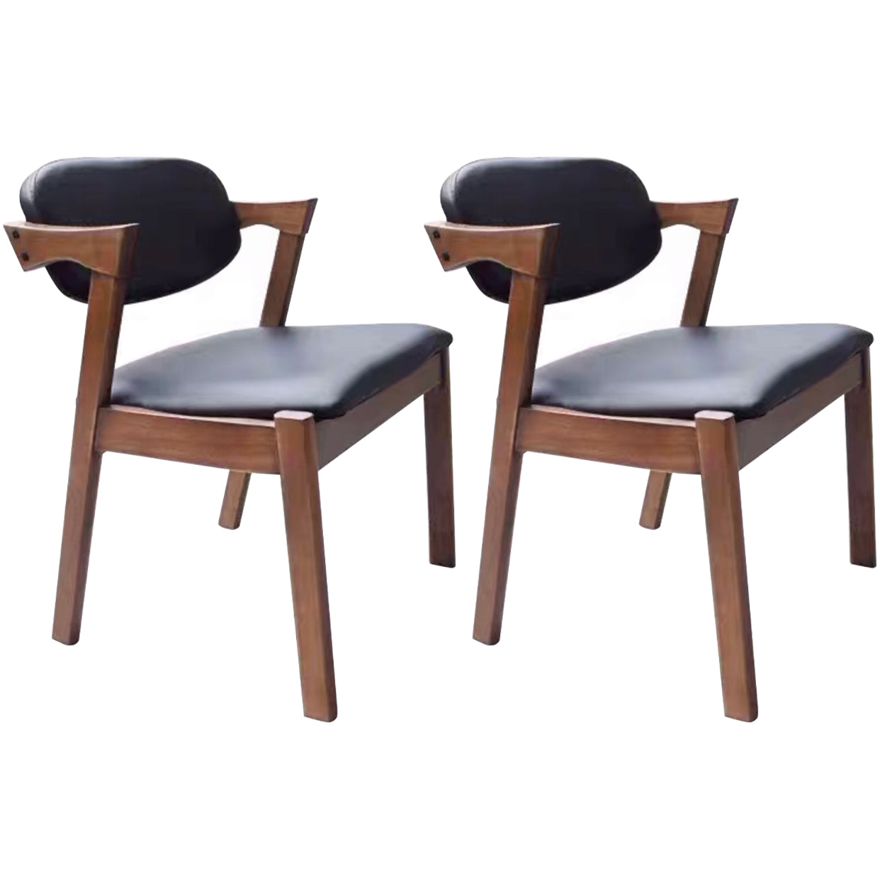 Chaise de salle à manger carrée en bois contemporaine, chaise latérale à dossier ouvert pour cuisine