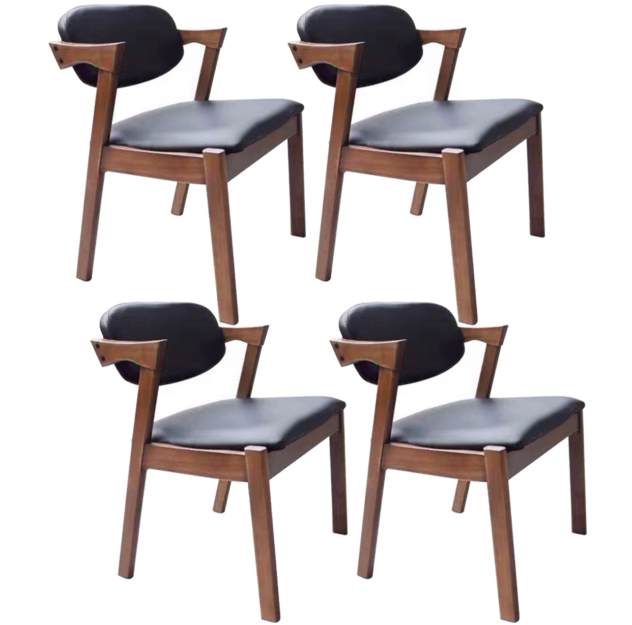 Chaise de salle à manger carrée en bois contemporaine, chaise latérale à dossier ouvert pour cuisine