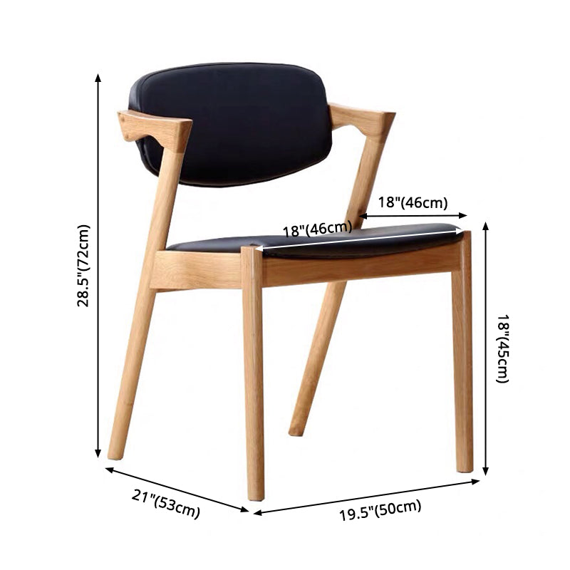 Chaise de salle à manger carrée en bois contemporaine, chaise latérale à dossier ouvert pour cuisine