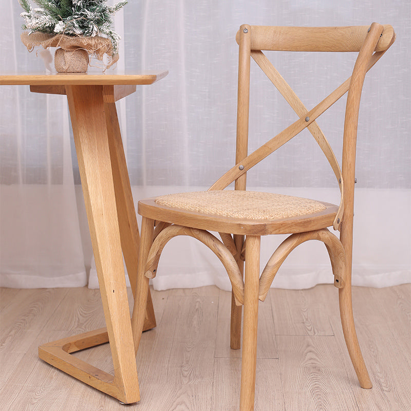Solid Wood Traditional Dining Room Chair Matte Finish Cross Back Side Chair