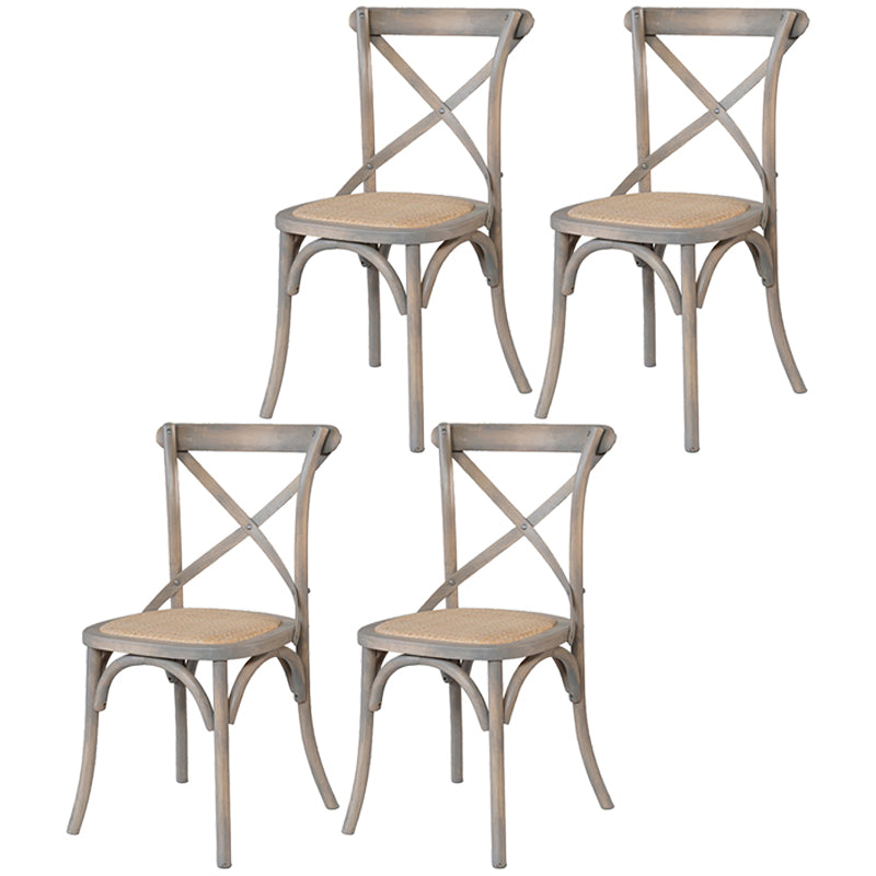 Solid Wood Traditional Dining Room Chair Matte Finish Cross Back Side Chair