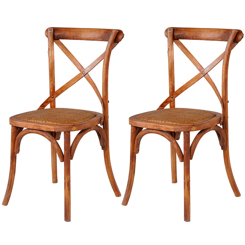 Solid Wood Traditional Dining Room Chair Matte Finish Cross Back Side Chair