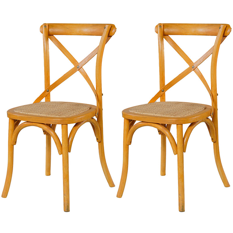 Solid Wood Traditional Dining Room Chair Matte Finish Cross Back Side Chair