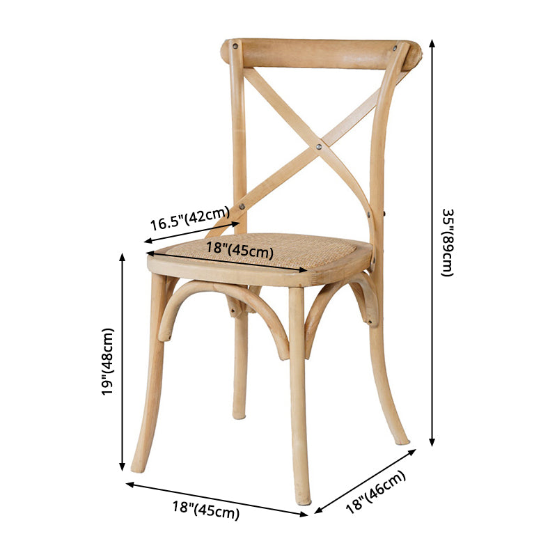 Solid Wood Traditional Dining Room Chair Matte Finish Cross Back Side Chair