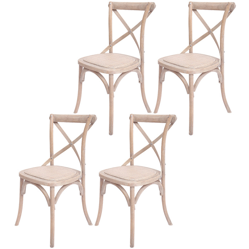 Solid Wood Traditional Dining Room Chair Matte Finish Cross Back Side Chair