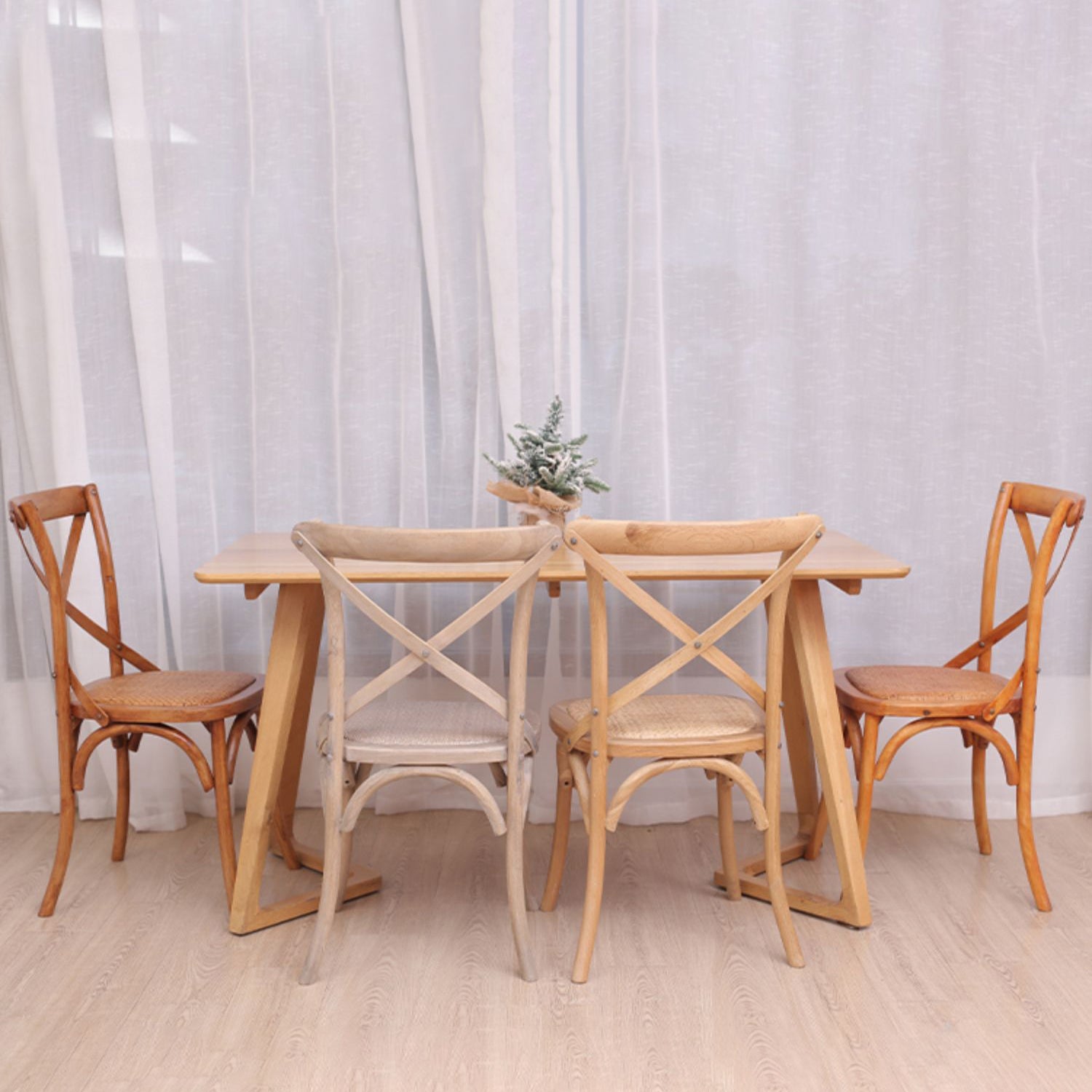 Solid Wood Traditional Dining Room Chair Matte Finish Cross Back Side Chair