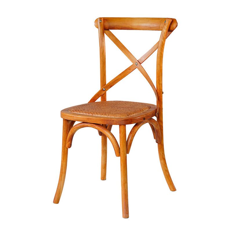 Solid Wood Traditional Dining Room Chair Matte Finish Cross Back Side Chair