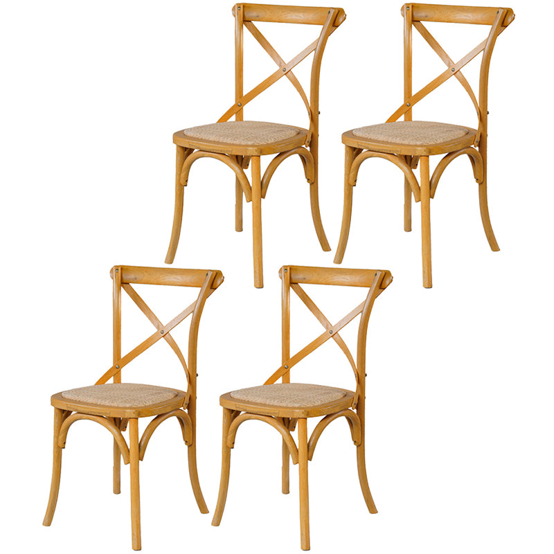 Solid Wood Traditional Dining Room Chair Matte Finish Cross Back Side Chair