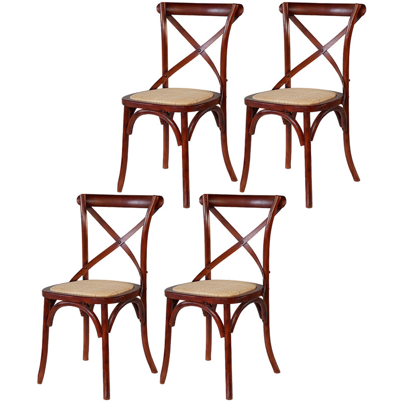 Solid Wood Traditional Dining Room Chair Matte Finish Cross Back Side Chair