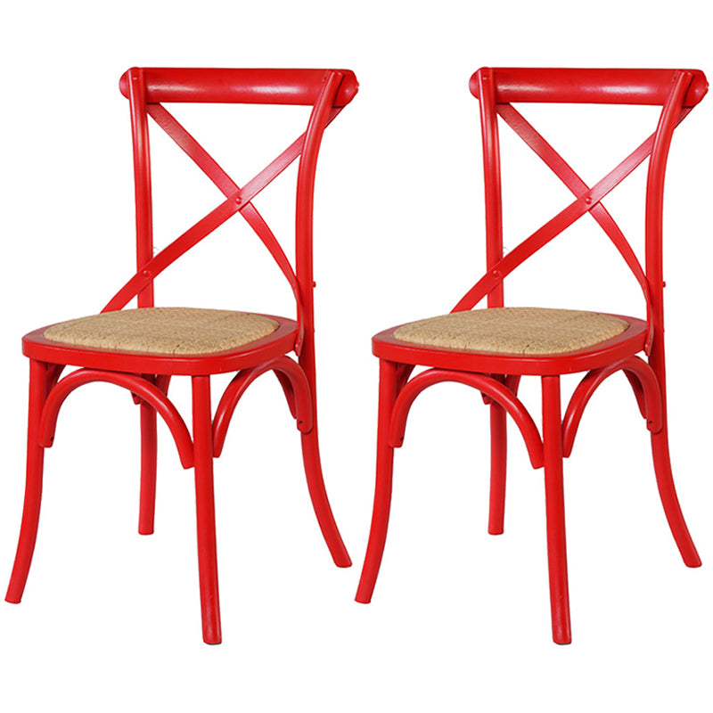 Solid Wood Traditional Dining Room Chair Matte Finish Cross Back Side Chair