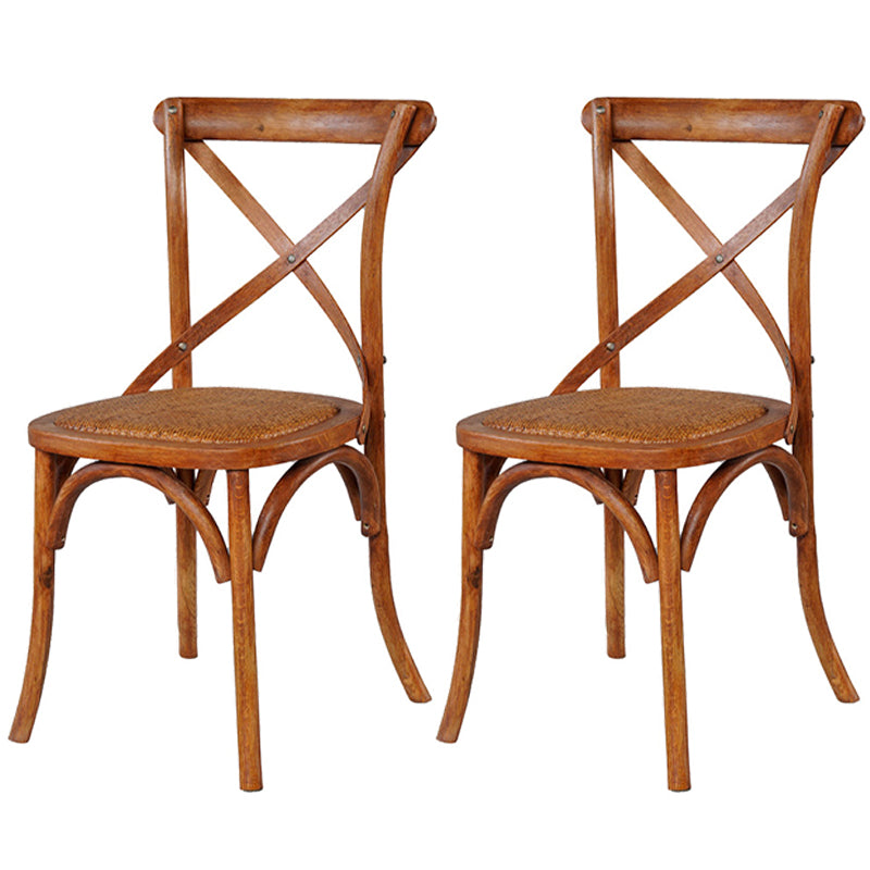 Solid Wood Traditional Dining Room Chair Matte Finish Cross Back Side Chair