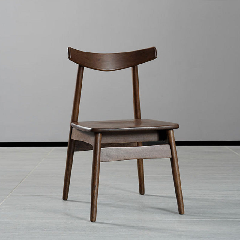 Contemporary Style Wood Dining Chair Stackable Ladder Back Arm Chair for Home