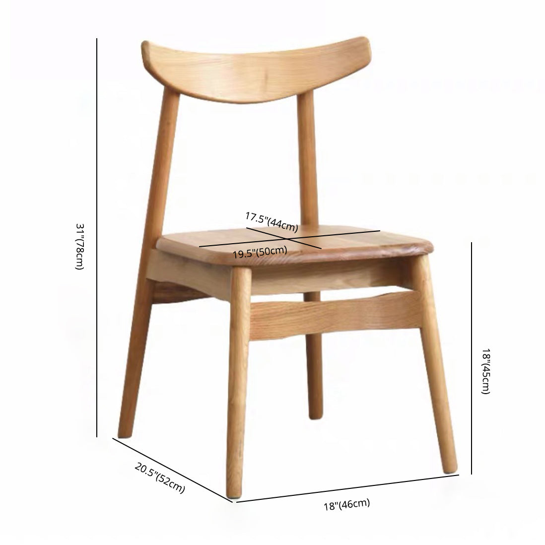 Contemporary Style Wood Dining Chair Stackable Ladder Back Arm Chair for Home