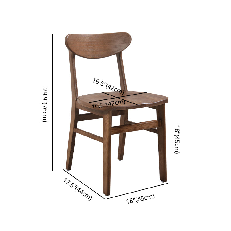 Contemporary Solid Wooden Chair Open Back Side Armless Chair for Dining Room