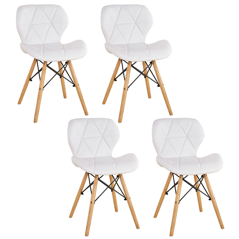 Nordic Leather Side Dining Chairs Wingback Armless Chair with Wood Legs