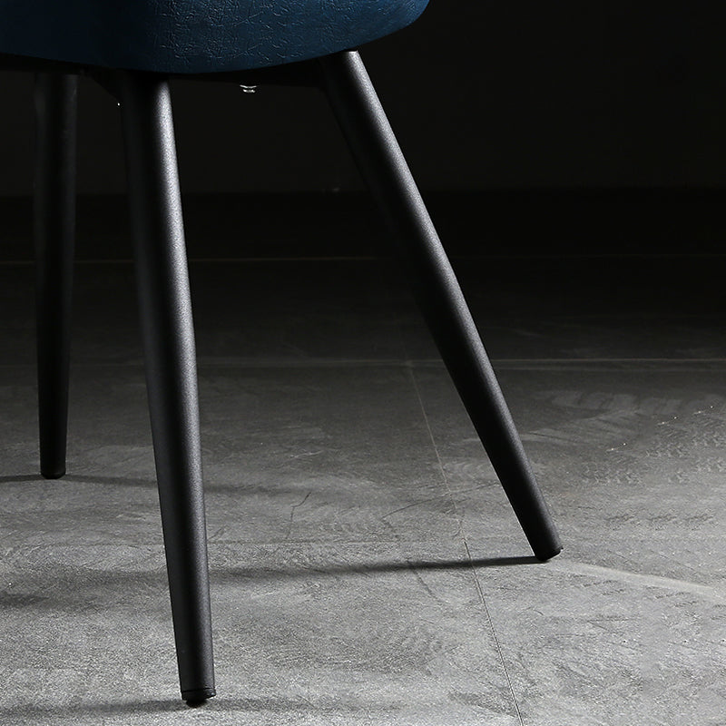 Modern Design Faux Leather Side Chair with 4 Metal Black Finish Legs Solid Back Armless Chair