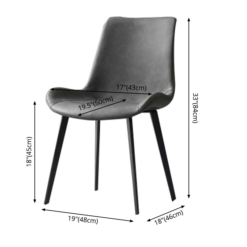 Chaise de salle à manger en cuir PU de style moderne, chaise Parsons de 18 pouces de large pour un usage domestique