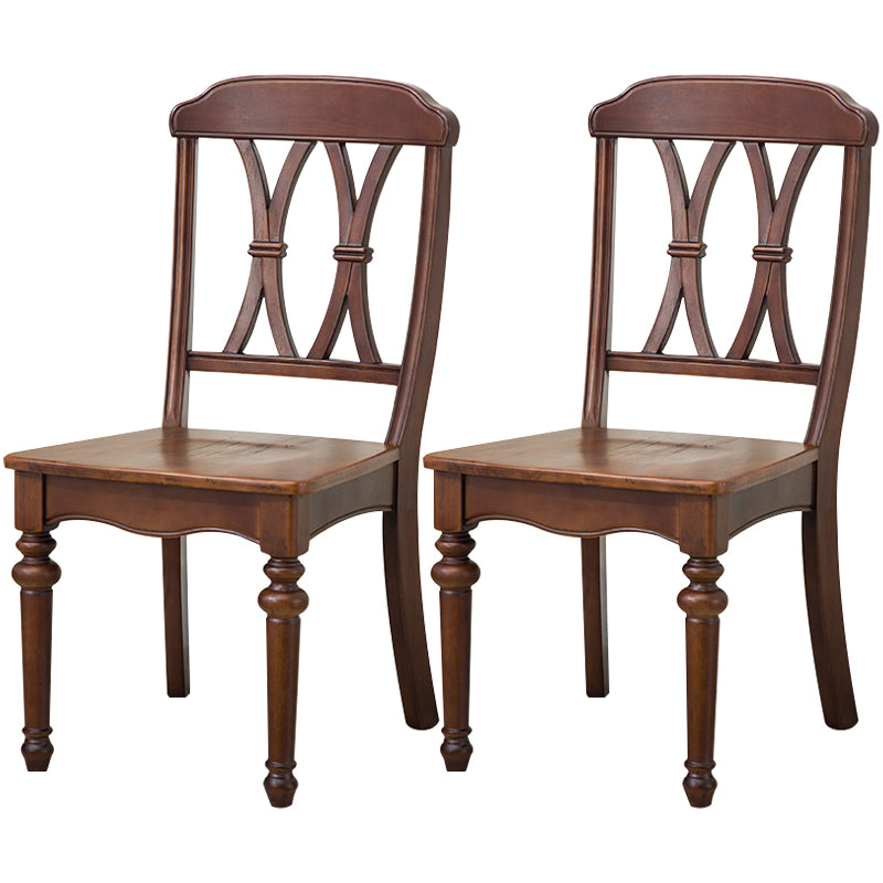 Chaise de salle à manger traditionnelle en bois, chaise latérale à dossier croisé de 35 pouces avec 4 pieds pour restaurant