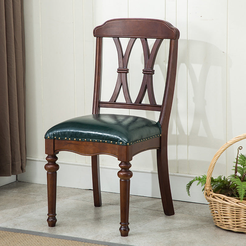 Chaise de salle à manger traditionnelle en bois, chaise latérale à dossier croisé de 35 pouces avec 4 pieds pour restaurant