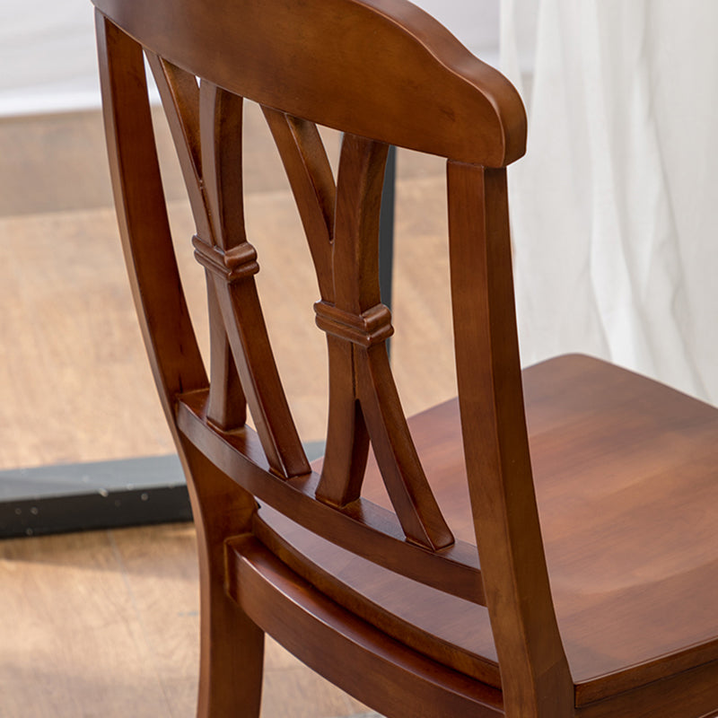 Chaise de salle à manger traditionnelle en bois, chaise latérale à dossier croisé de 35 pouces avec 4 pieds pour restaurant