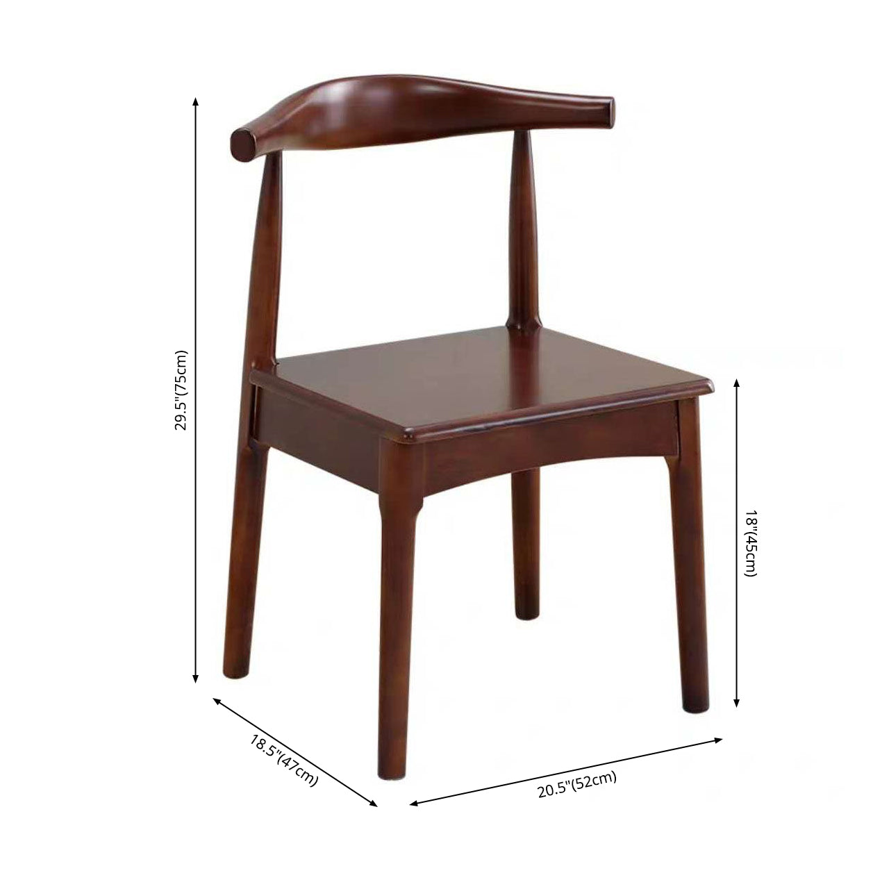 Scandinavian Dining Chair Open Back Side Chair with 4 Wood Legs for Home Use