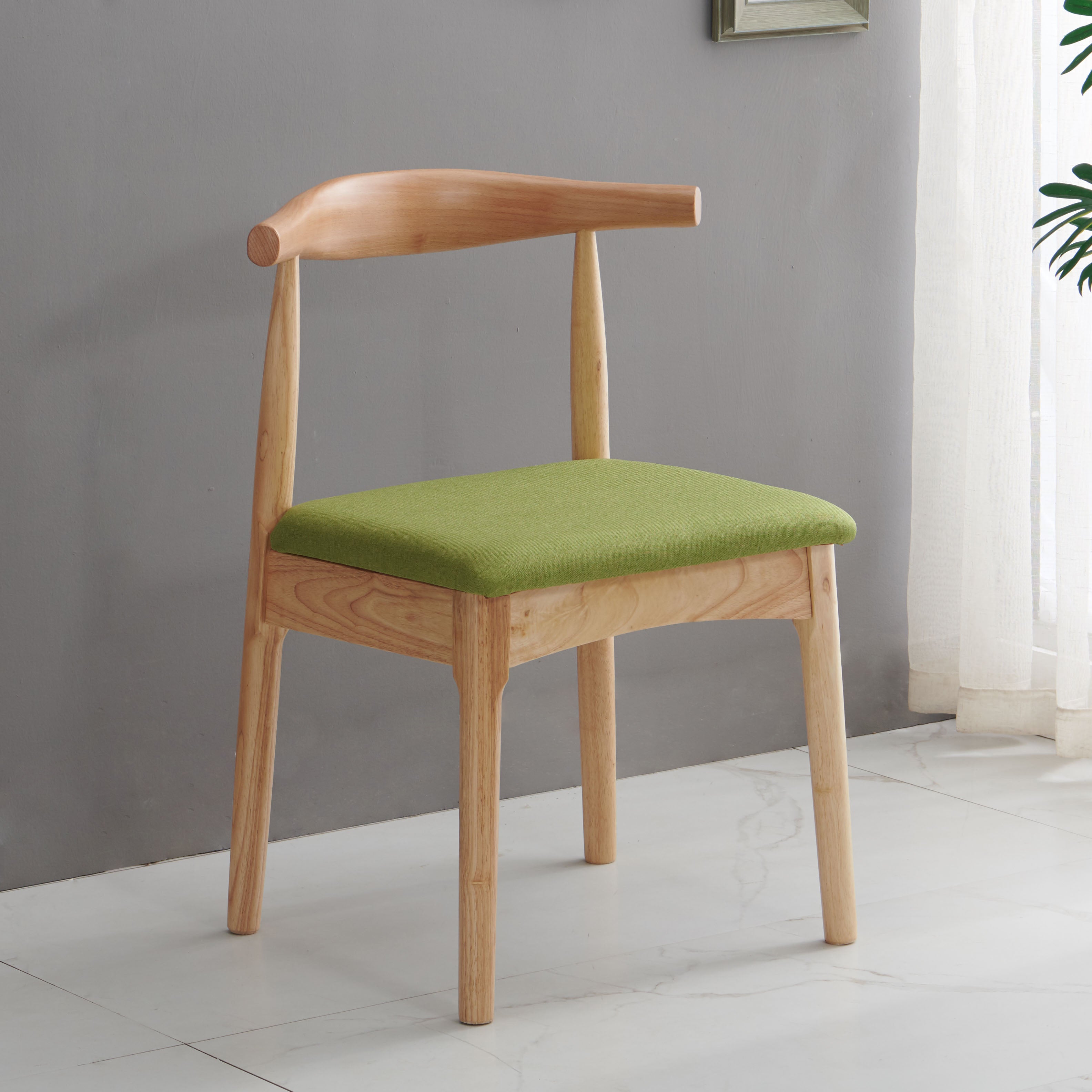 Scandinavian Dining Chair Open Back Side Chair with 4 Wood Legs for Home Use