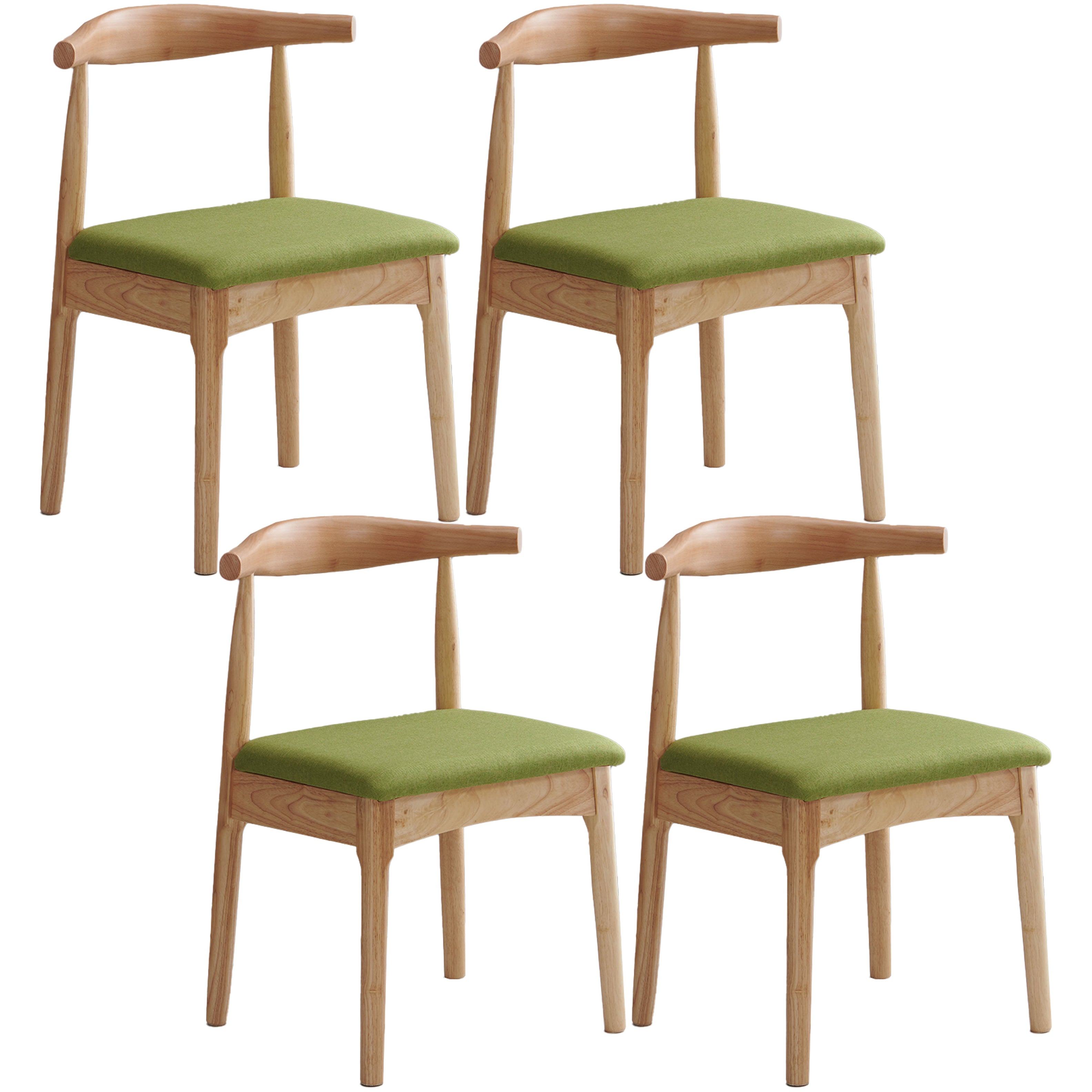 Scandinavian Dining Chair Open Back Side Chair with 4 Wood Legs for Home Use