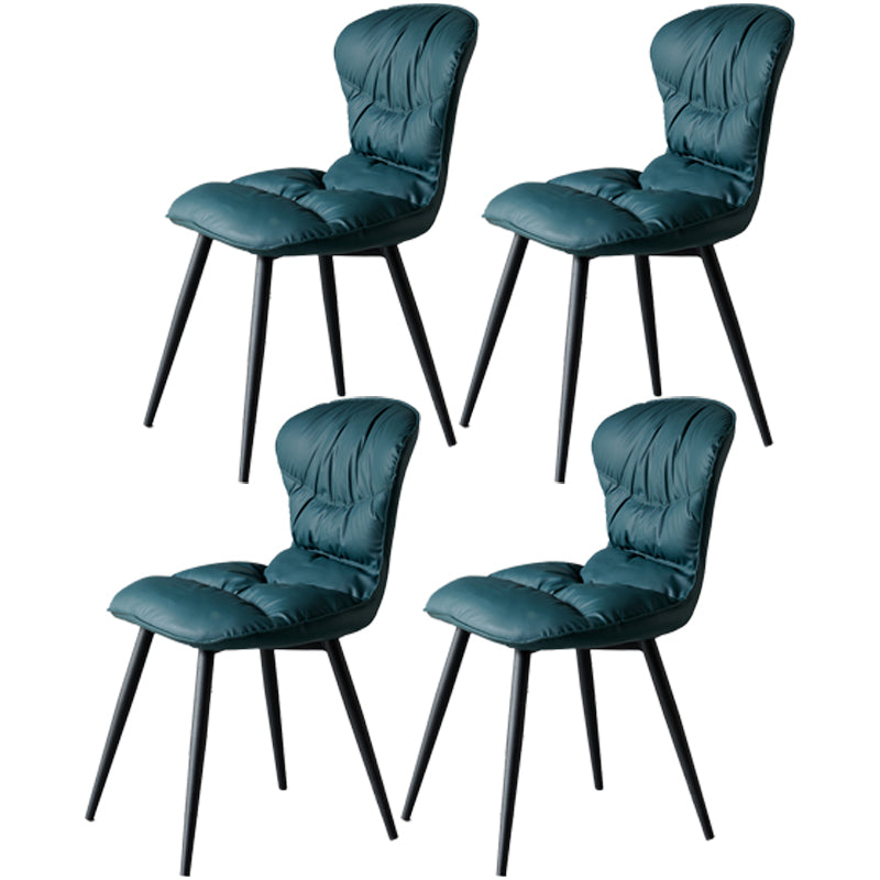 Nordic Style Metal Armless Dining Chairs Leather Upholstered Side Chair for Home Use