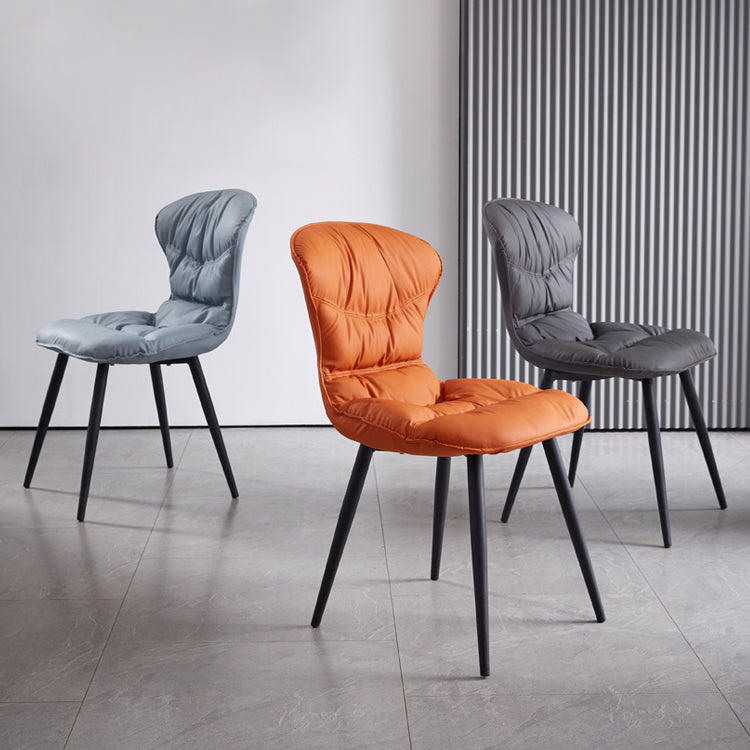 Nordic Style Metal Armless Dining Chairs Leather Upholstered Side Chair for Home Use