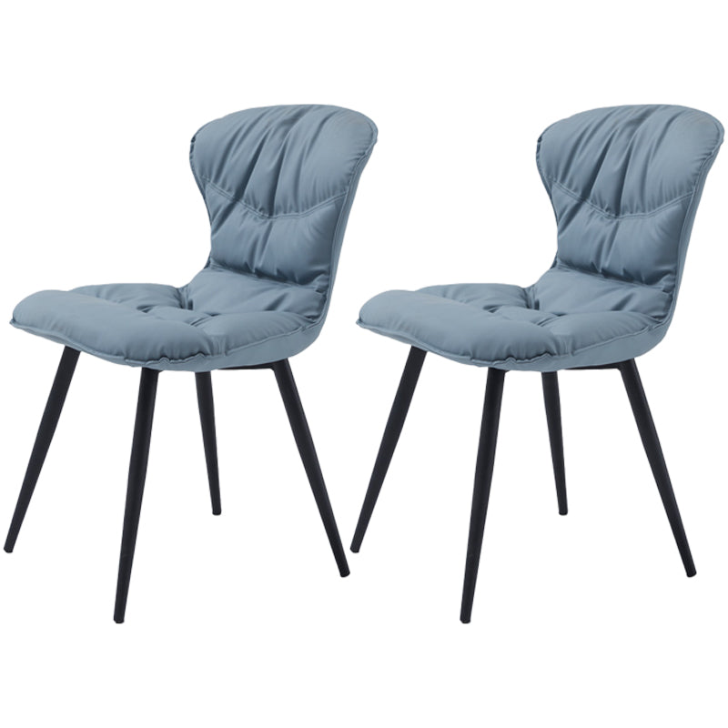 Nordic Style Metal Armless Dining Chairs Leather Upholstered Side Chair for Home Use