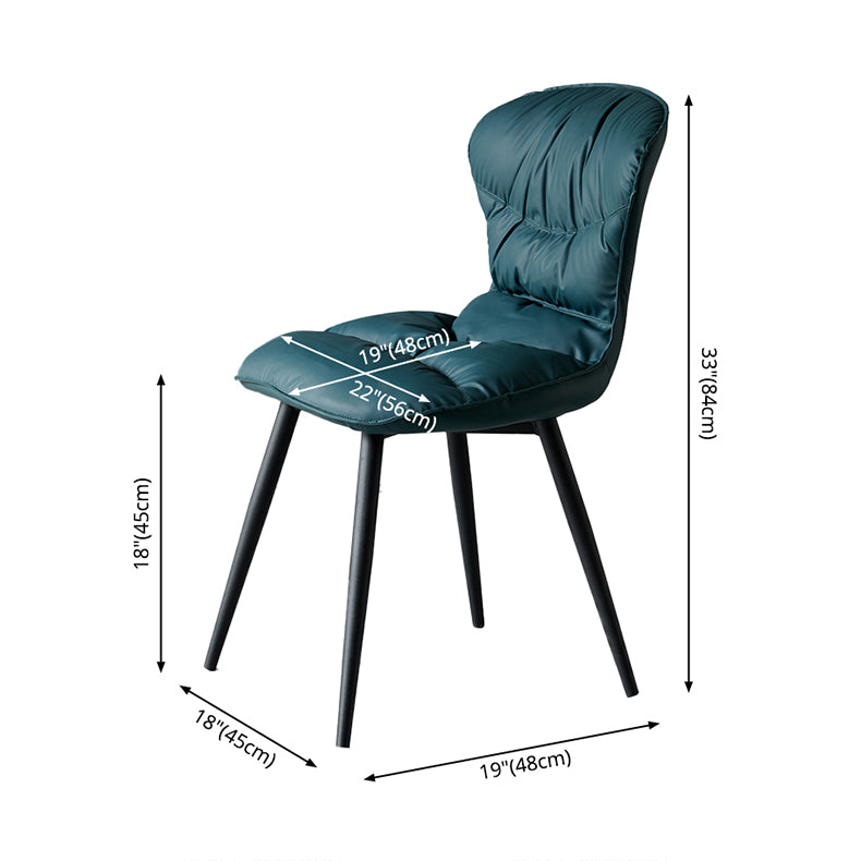 Nordic Style Metal Armless Dining Chairs Leather Upholstered Side Chair for Home Use