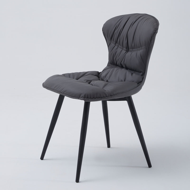Chaises de salle à manger sans accoudoirs en métal de Style nordique, chaise latérale rembourrée en cuir pour usage domestique