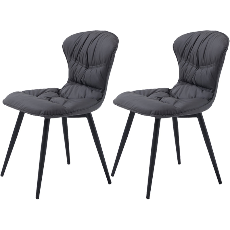 Nordic Style Metal Armless Dining Chairs Leather Upholstered Side Chair for Home Use