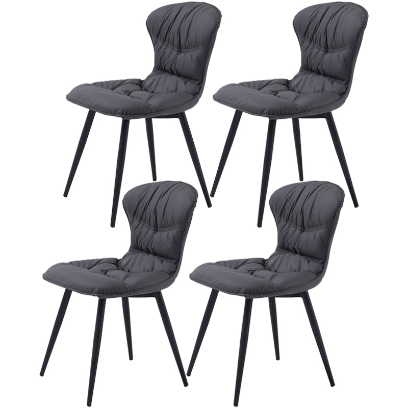 Nordic Style Metal Armless Dining Chairs Leather Upholstered Side Chair for Home Use