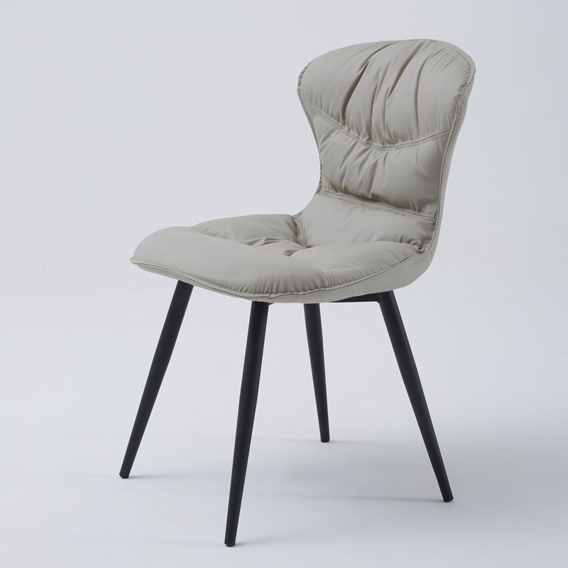Chaises de salle à manger sans accoudoirs en métal de Style nordique, chaise latérale rembourrée en cuir pour usage domestique